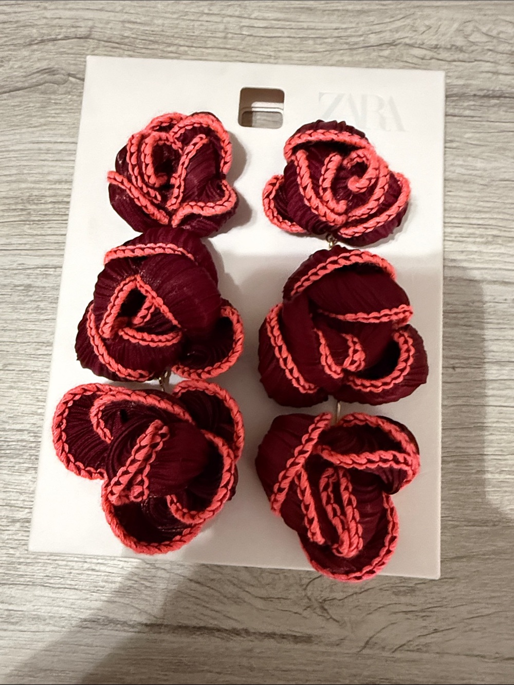 Zara Burgundy and Coral Rose Earrings